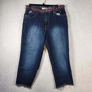 Vtg‎ Baby Phat Jeans Sz 18 Raw Hem Mid Rise Straight Leg Embroidered Cat Y2K